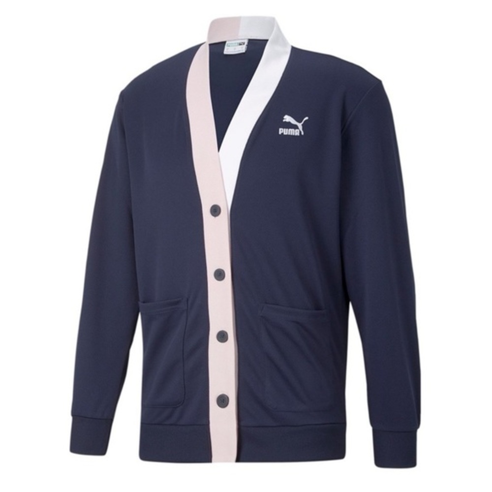 Puma Navy and Pink Men's Cardigan Sweater